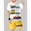 Boys Fashion 3D Printed Casual Pullover Short Sleeve Shorts  Sweatshirt Perfect for Outdoor Outfit