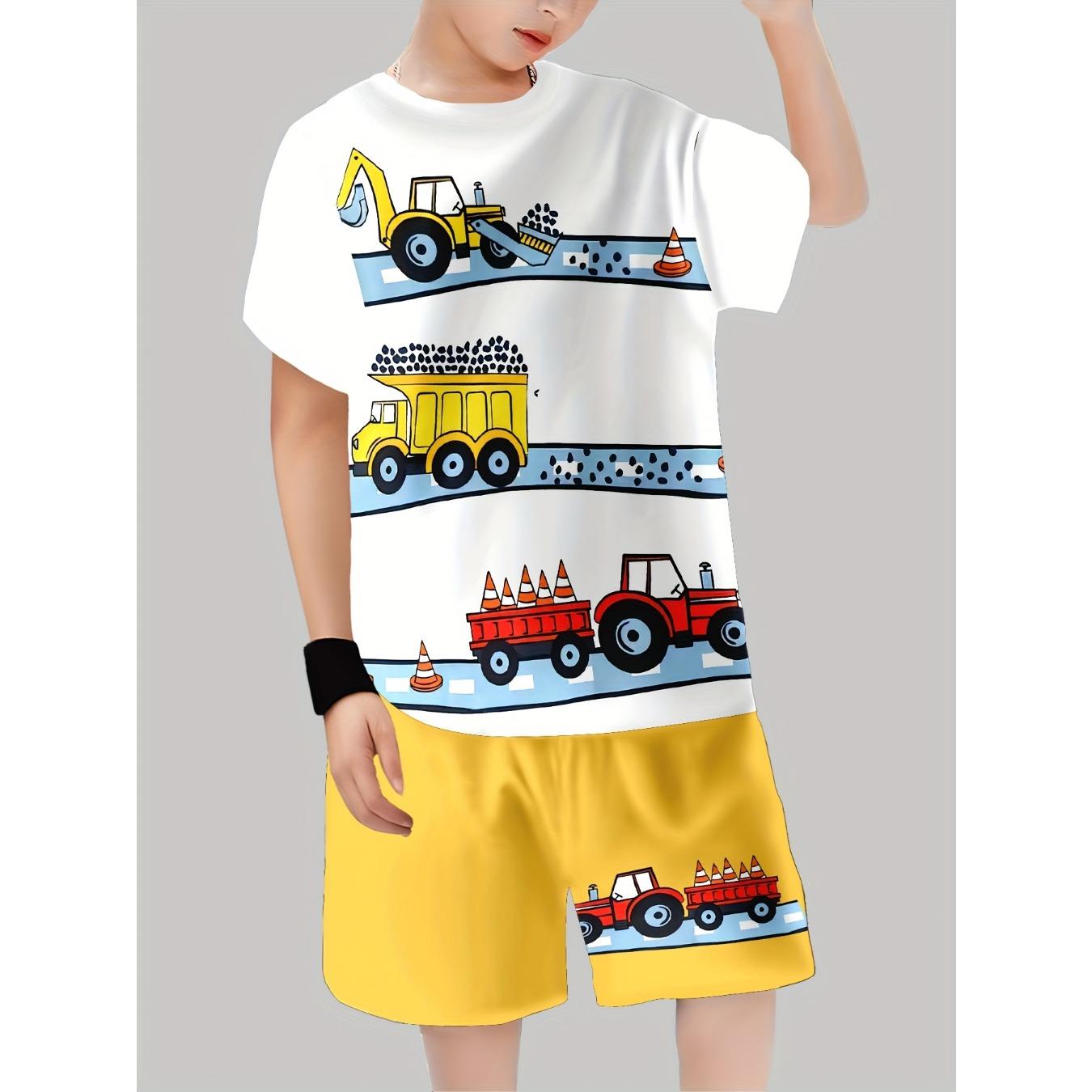 

Boys Fashion 3D Printed Casual Pullover Short Sleeve Shorts Sweatshirt Perfect for Outdoor Outfit 13-14Y