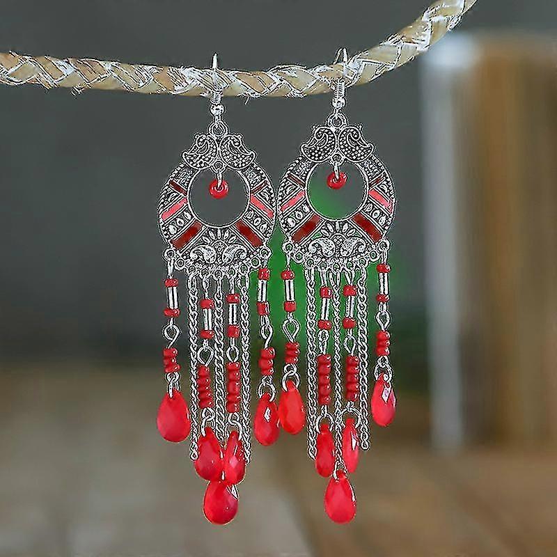 Long Earrings Round Oil Drop Small Flowers Multilayer Beads Colorful Alloy Birthday Gift Jinyu