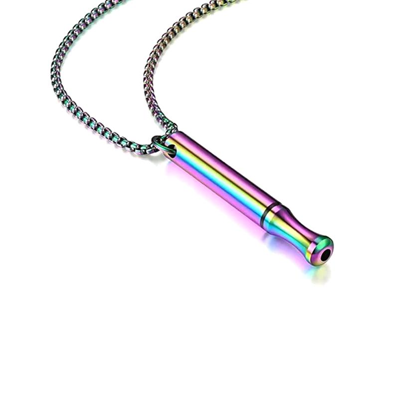 Stainless Steel Mindfulness Breathing Necklace For Women Men Relief Anxiety Pendant Stress Panic Attack Relief Meditation Tool