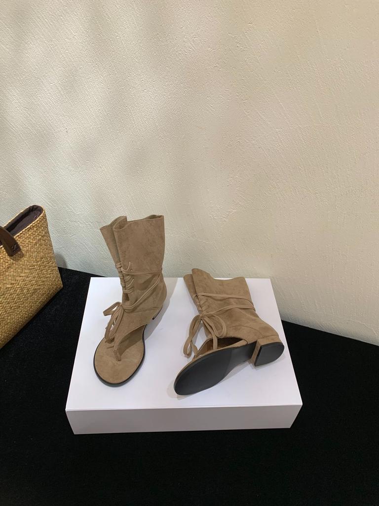 Sandals VintageCool Boots3 cmInner Toe PostCrisscross Lace-Up BlackPant LegBoots
