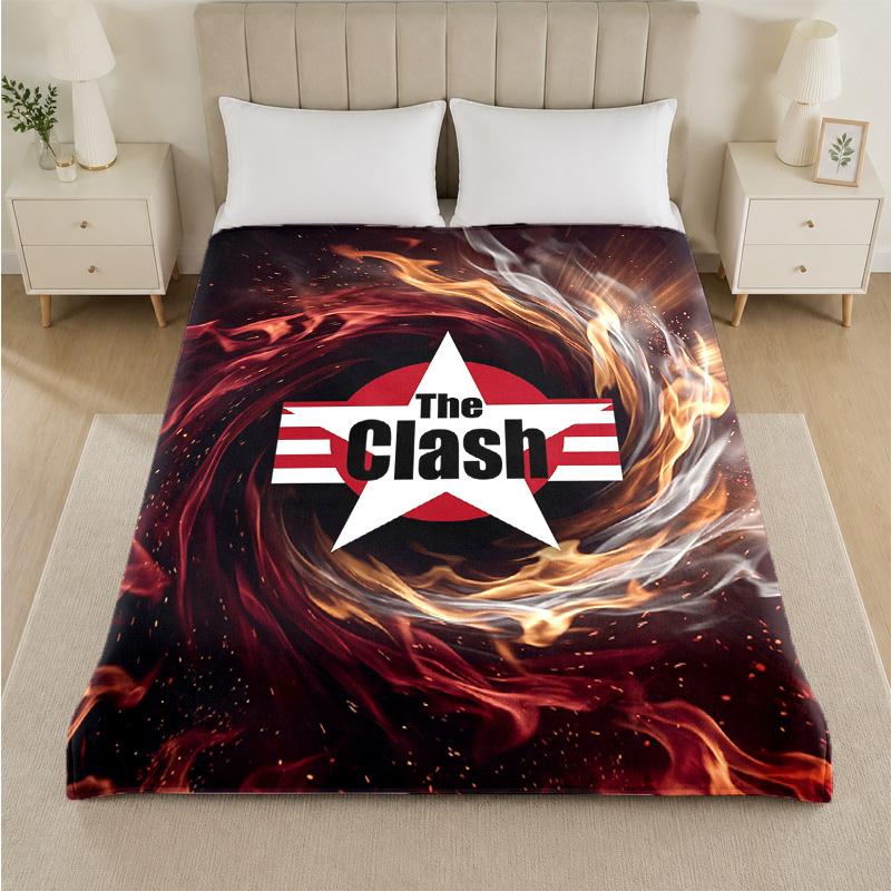 The Clash Print Flannel Blanket Cozy Lightweight Plush Throw Blanket For Bed Sofa Household Use