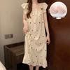 2026 Summer Princess-Style Cotton Camisole Nightgown with Chest Pads - Women's Woven Cloud Long Skirt, Square Neck Home Wear