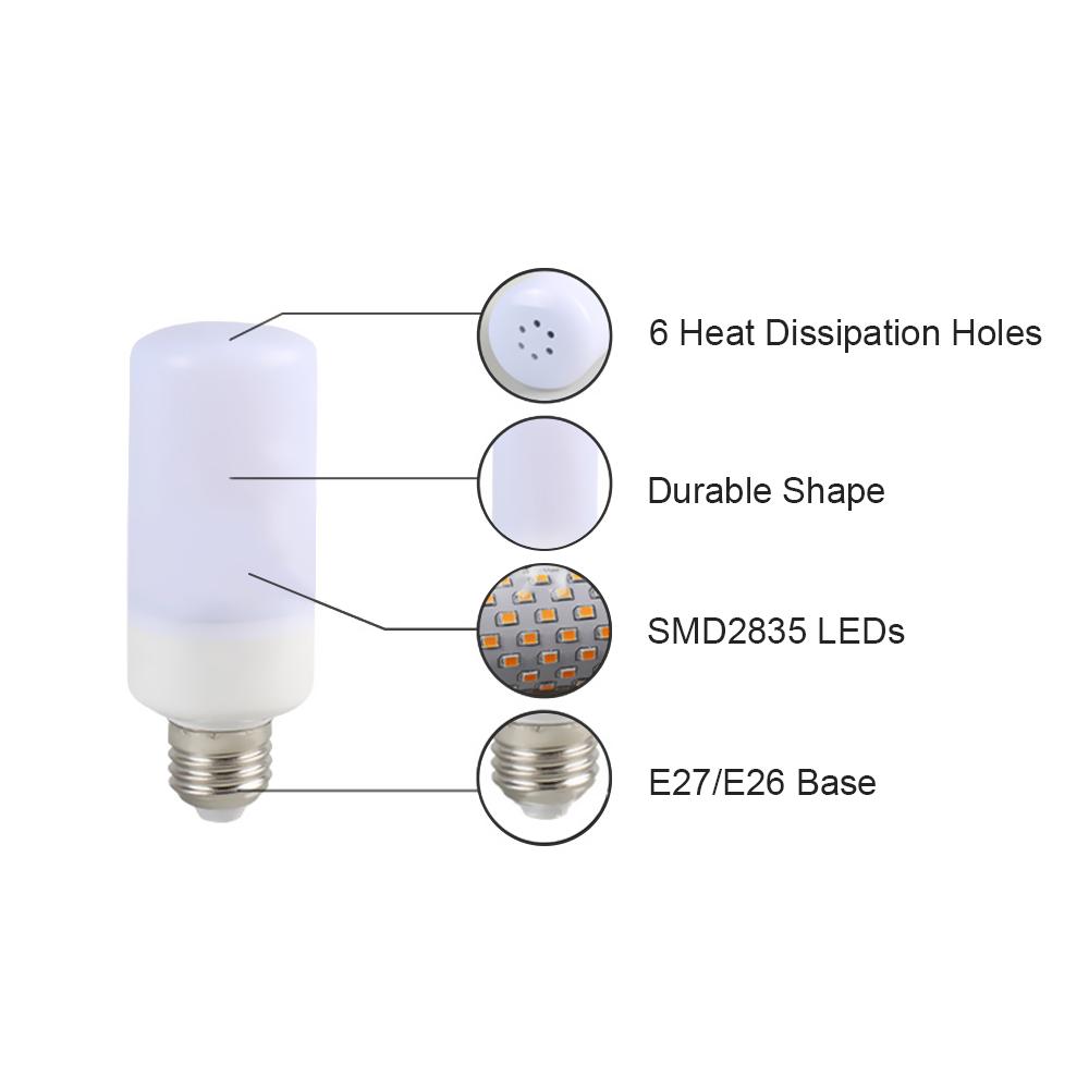 99LED Flamme Flackern Wirkung Feuer Glühbirne 3 Licht Modi Schlafzimmer