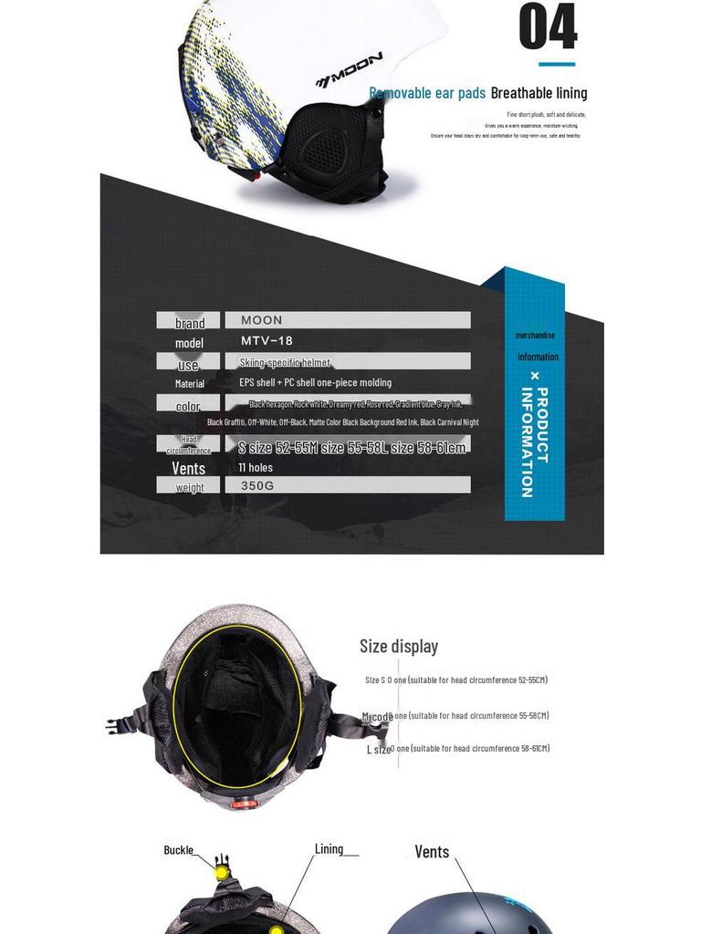 MOON Snow Ski Helmet: Winter Sports Safety Head Protection