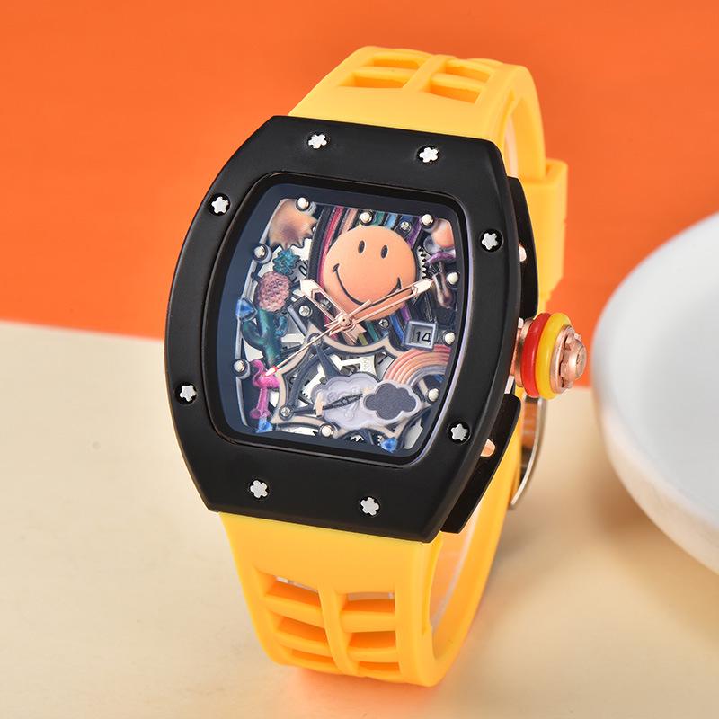 Herren-Quarzuhr mit Zifferblatt in Weißweinrot, tonnenförmig, mit Kalender und Sekundenzeiger