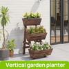3-Tiers Carbonized Wooden Raised Garden Bed Tiered Planter Box Vertical Garden Planter Wood Plant Stand Kit for Vegetables Flow