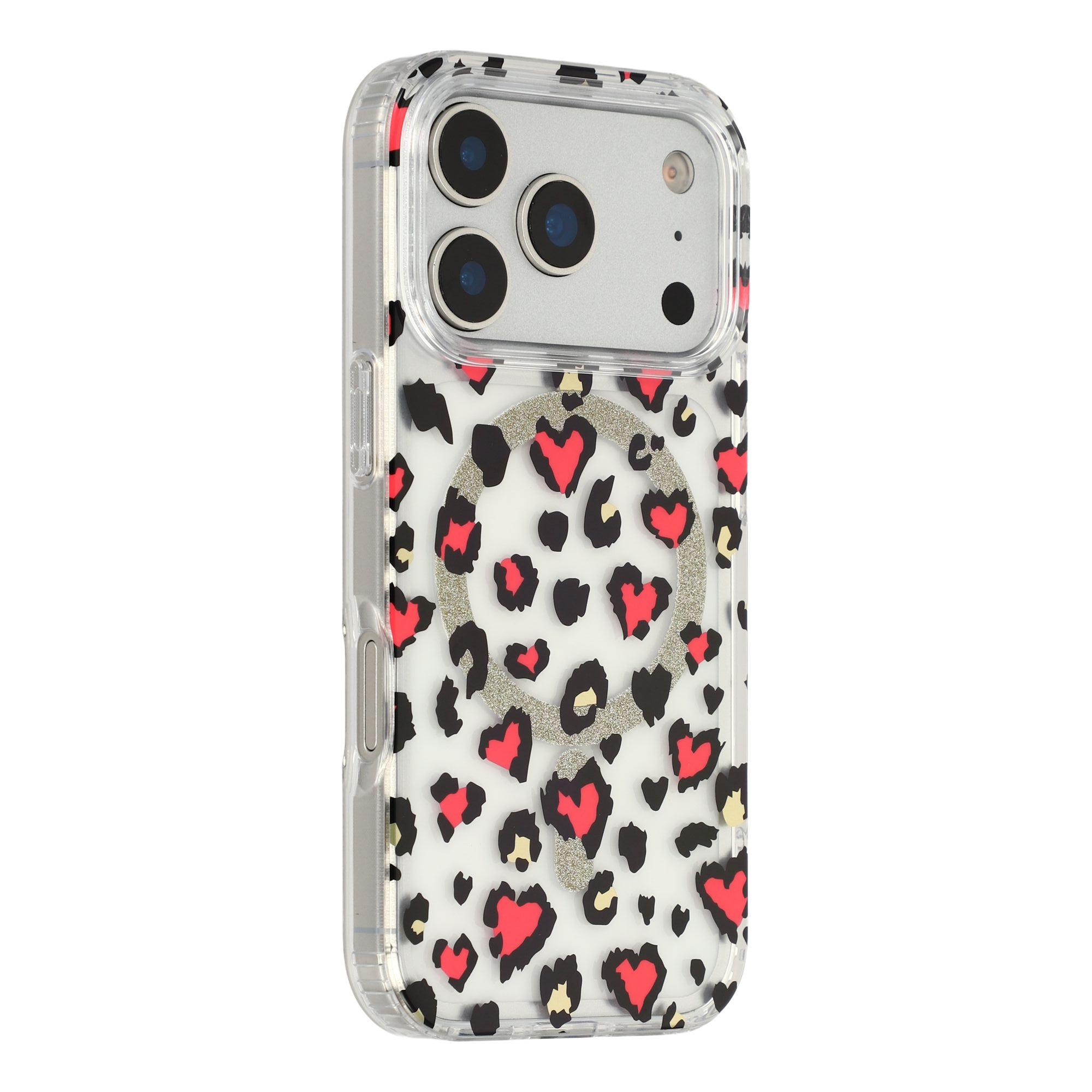 

For iPhone 17 Pro Magnetic Case Clear Anti-Yellowing PC + TPU Phone Back Cover Leopard Print Design