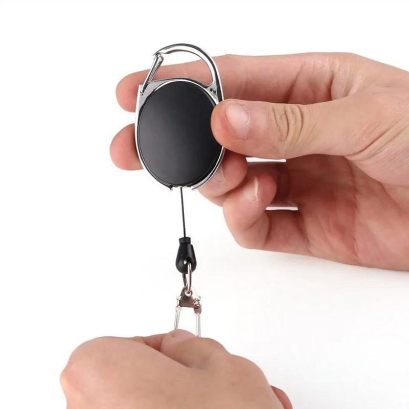 2/4Pcs Retractable Key Chain Reel Badge Holder Fly Fishing Zinger Retractor with Quick Release Spring Clip