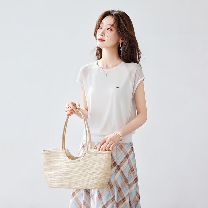 

Women s Silk Blend Knitted Short Sleeve T-Shirt L