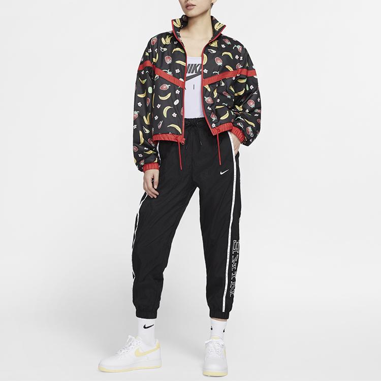 Nike Retro Sports Woven Logo Drawstring Loose Fit Long Pants Women Pants Black CK1409-010