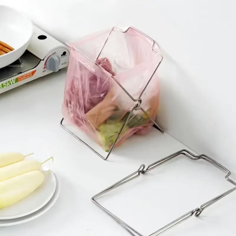 Foldable Garbage Storage Rack Kitchen Organizer Rag Rack Stand Trash Bag Holder  Trash Can