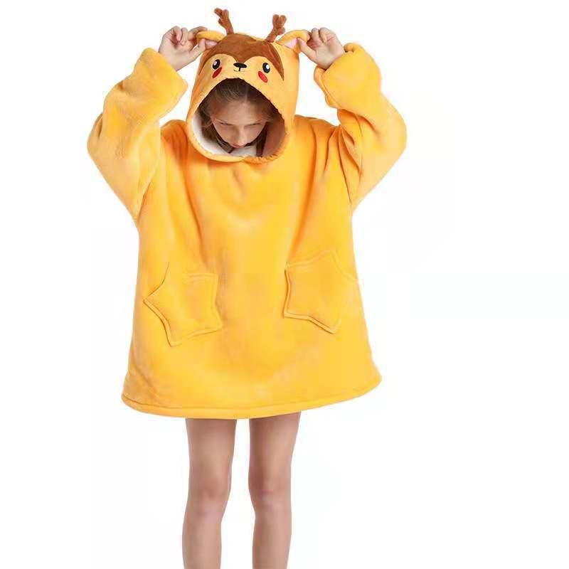 Kids Wearable Blanket Hooded Sweatshirt Cozy Cotton TV Fall Winter Home Use