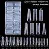 150Pcs Coffin Shape Sandwich Nail Forms Natural Clear No-Trace Nail Art Tips With Auxiliary Line Almond Shape Nail Tips