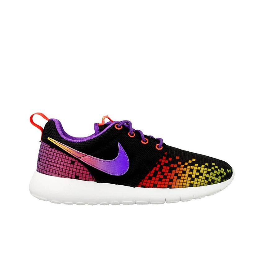 Nike Roshe One Lace-Up Flat Round Toe Cushioning Non-Slip Wear-Resistant Low-Top Running Shoes Women sneaker Black Purple 677784-003