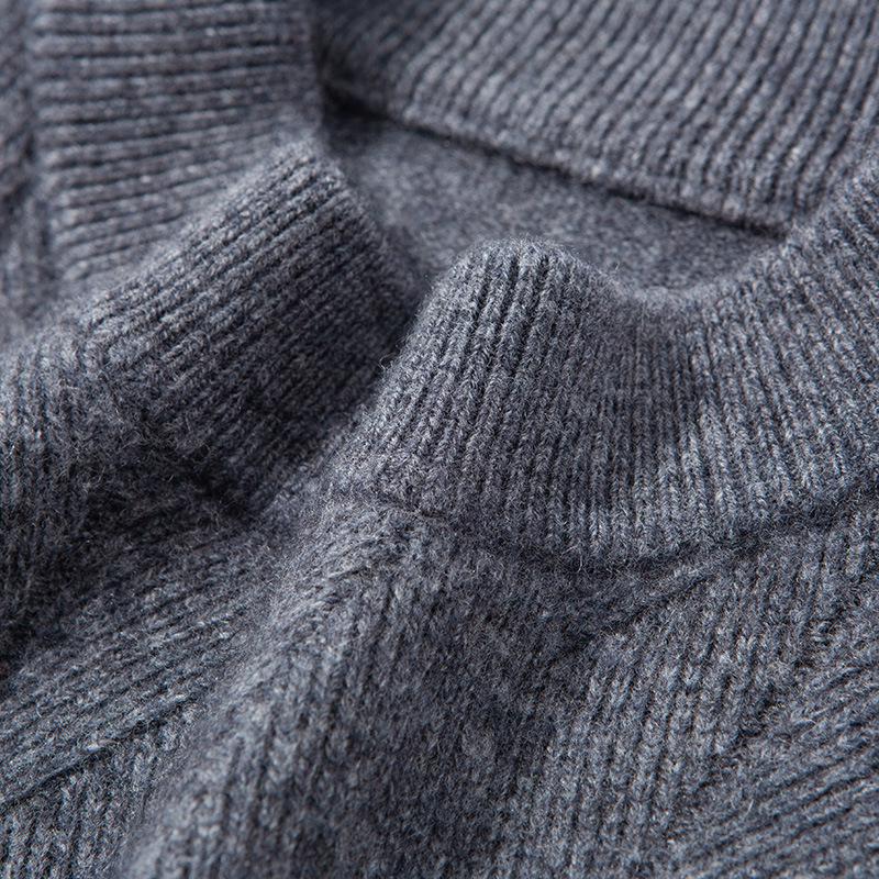 Men's Winter Thick Knit Sweater - Half-High Collar, Middle-Aged Dad Style, Warm & Loose Base Layer.