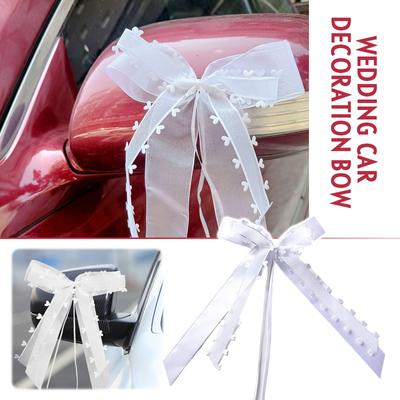 30 adet Bowknots Şerit Düğün Arabaları Aşk Kalp Yay Dekorasyon dikiz aynası Kapı Sandalyeler Parti Hediye Paketleme Pervane Tatil