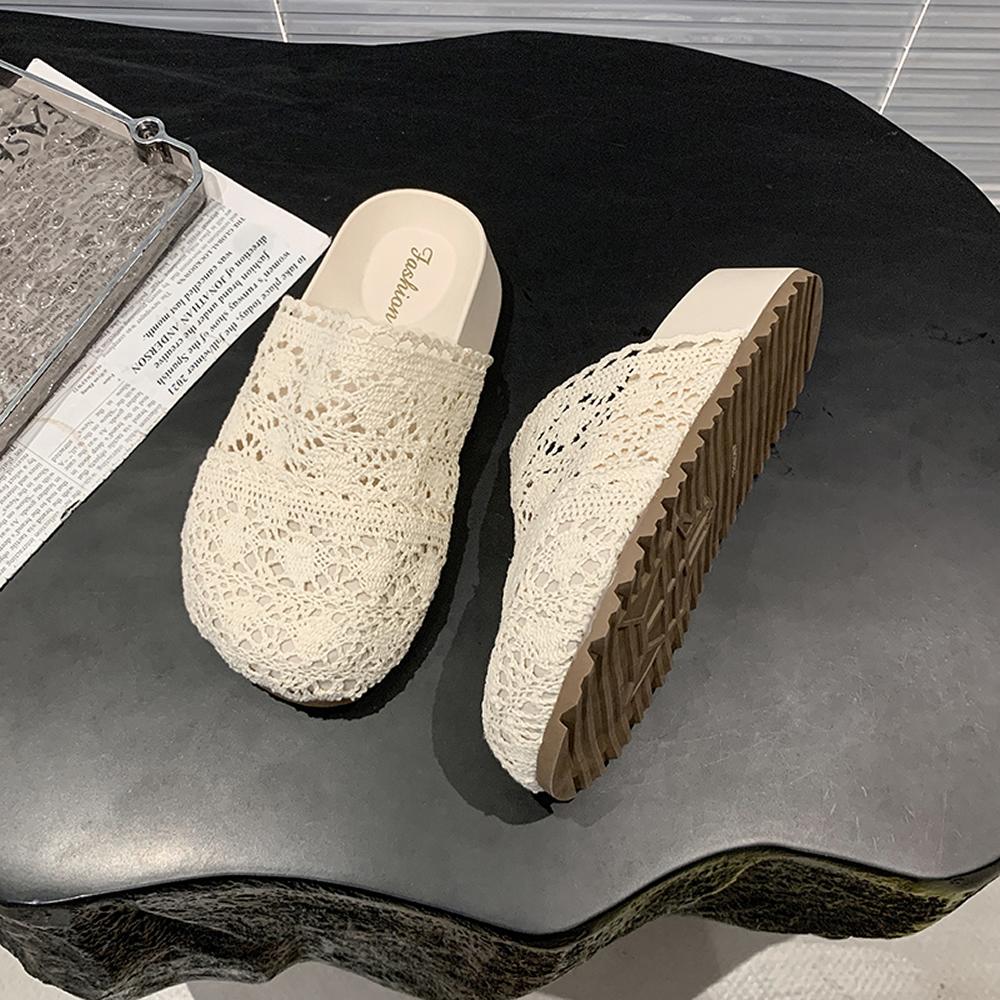 Platform Women Slippers Flats Casual Mules Shoes Designer Sandals 2025 Summer Fashion Slides New Slingback Mujer De Zapatillas