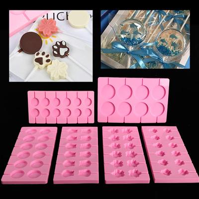 1 Stück Wiederverwendbares Silikon-Lutscherform-Set mit 12 Stück Lutscherstielen, Bonbonform, Lutscherformen und Schokoladen-Hartbonbonform