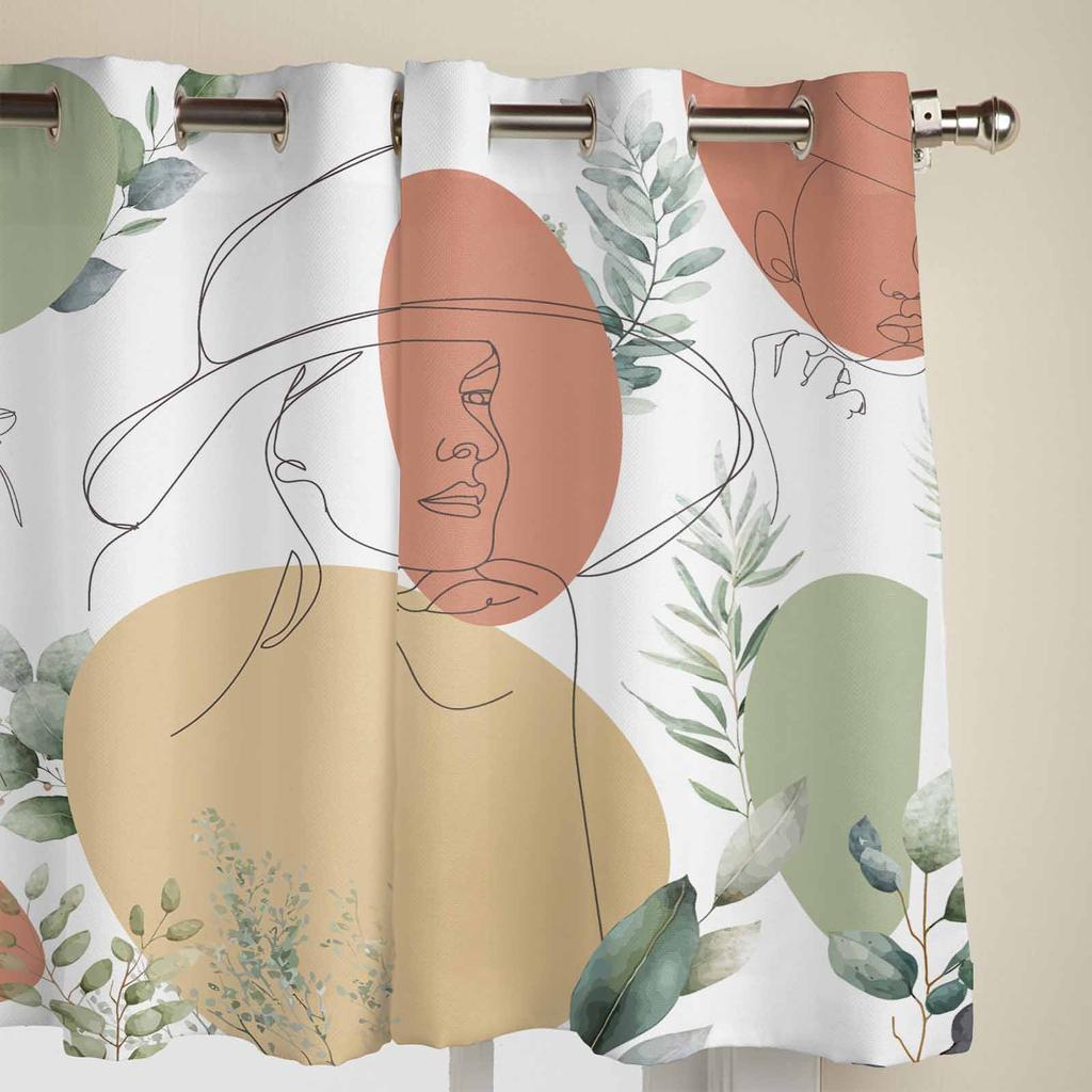 Boho Abstract Leaves Window Curtains for Living Room Luxury Bedroom Curtain Kitchen Blinds Drapes Curtains