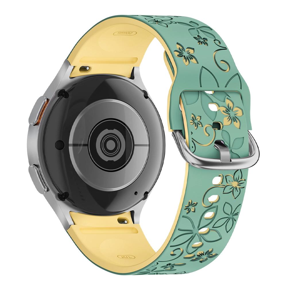 Band for Samsung Galaxy Watch 7/5 Pro/4 6 Classic 40 44mm Engraved flower Silicone Sport Bracelet correa Galaxy Watch 7 Straps