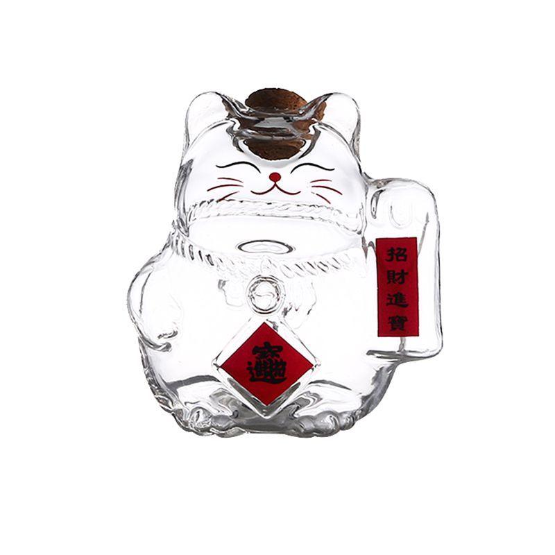 

Clear Glass Piggy Bank Cute Cat Shaped Money Jar Saving Storage Container Collectible Sculpture for Living Room Office Decor