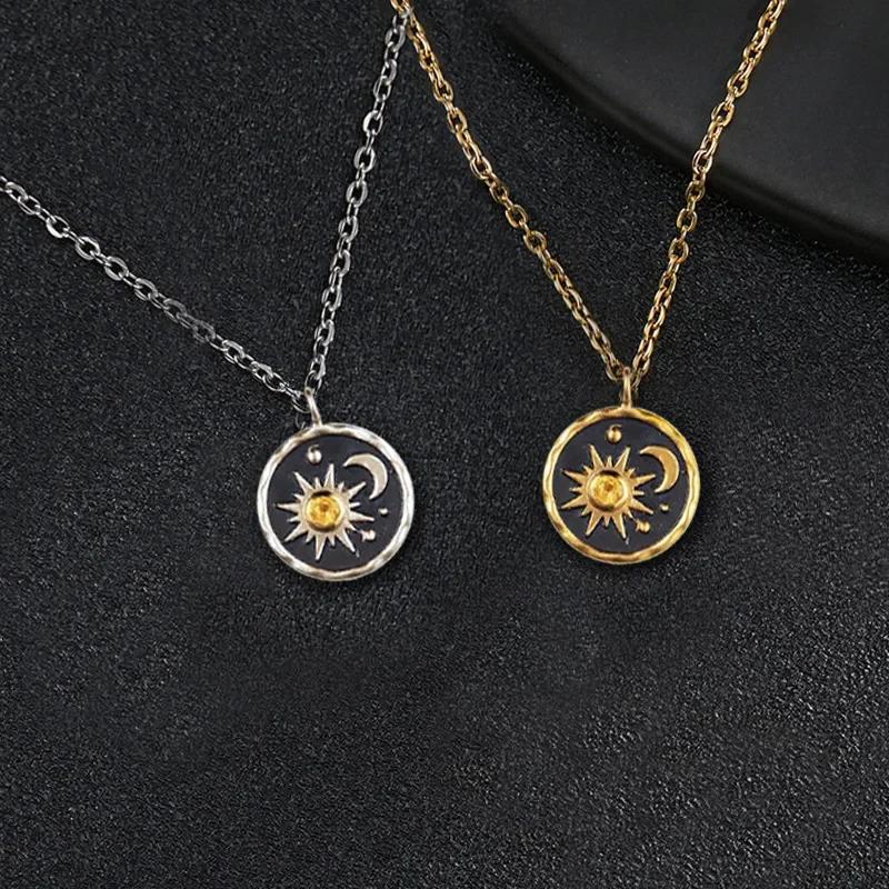 Collares Para Mujer Vintage Necklace Bohemian Sun Moon Pendant Female Clavicular Chain Boho Women  Jewelry Accessories