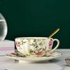 European Bone China Coffee Cup Set – Porcelain Cup, Saucer & Spoon Flowers Tea Set