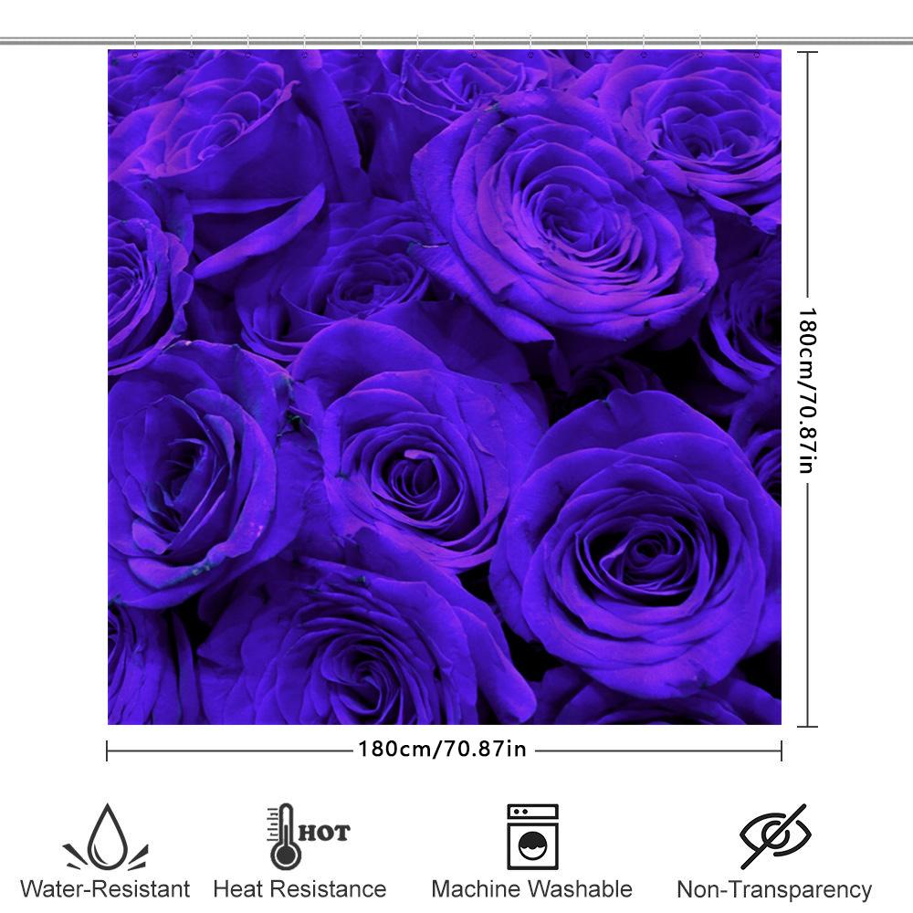 Luxurious Deep Blue Rose Shower Curtain Extra Large Printed Fabric Bath Decor For Home Bathroom