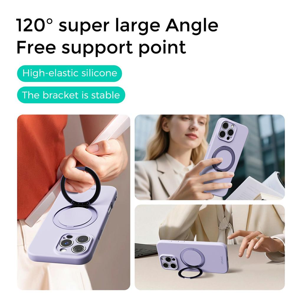 ABEEL For iPhone 16 Pro Magnetic Case Kickstand Skin Touch Liquid Silicone Phone Cover