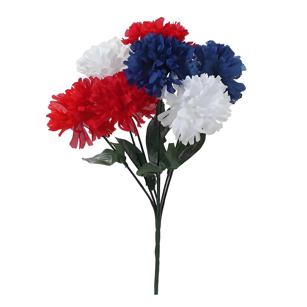 Plastic Simulation Chrysanthemum Flower Patriotic Day Flower Arrangement For Home Decoration July Fourth Celebration