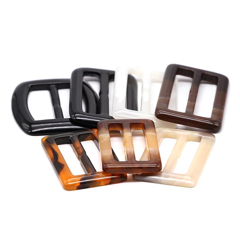 Fashion Design Custom logo Polyester Resin Rectangle Trench Coat Belt Buckle for Woman