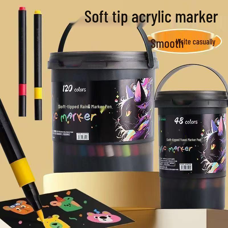 Marcatore Acrilico con Punta Morbida e Corpo Nero: Colori Non Sfumanti e Stratificabili per Bambini e Studenti. Ideale per Arte, Cancelleria e Pittura ad Acquerello.