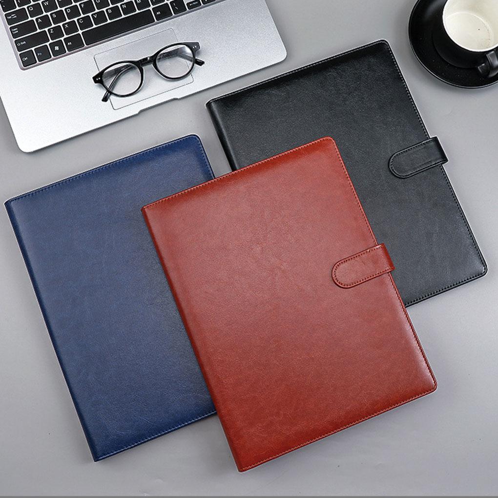 Elegant PU Leather Document Folder With Secure Magnetic Buckle Closure And Place Sign Ones Name Pen Storage Folder A4 Folder