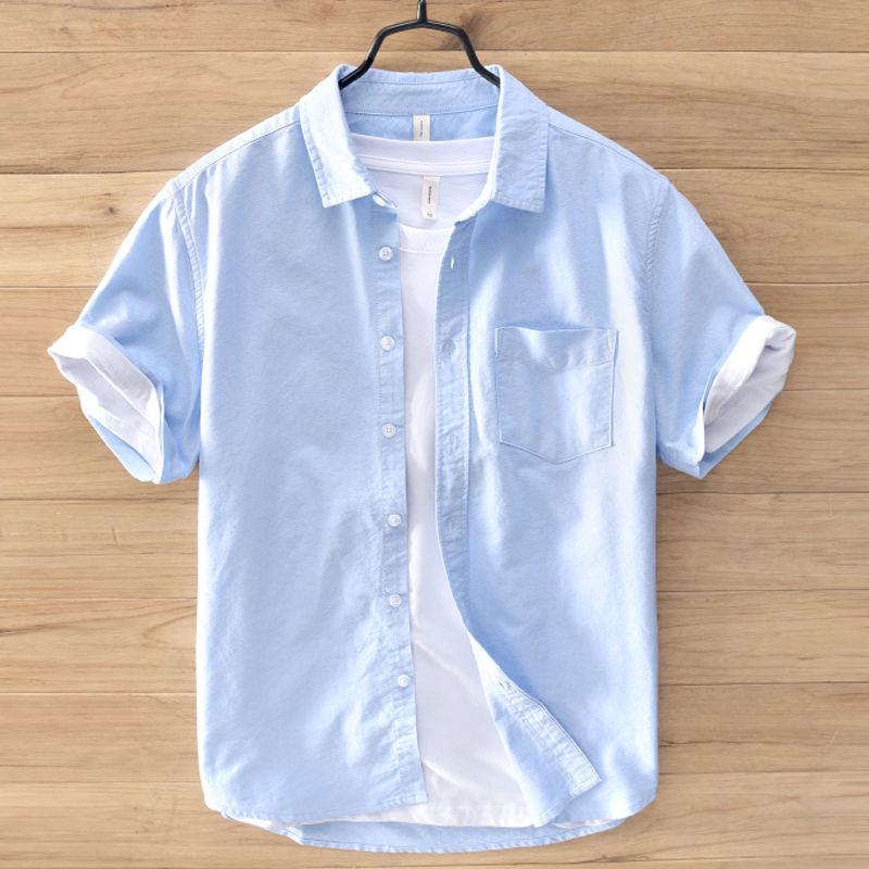 Men's White Linen-Cotton Short Sleeve Lapel Shirt: Lightweight, Casual, Fresh Summer Style