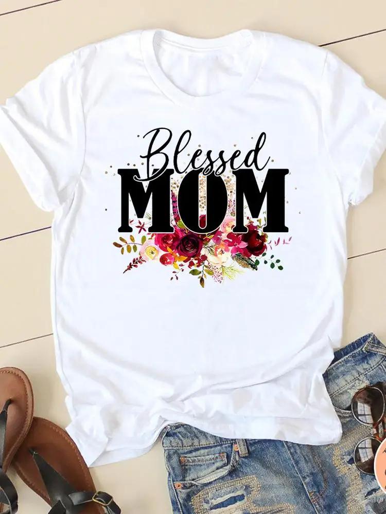 Summer Tshirts Clothing Short Sleeve Tee Clothes Fashion Sweet Love Mom Casual Ladies Print Women Female Oversized Graphic Tee