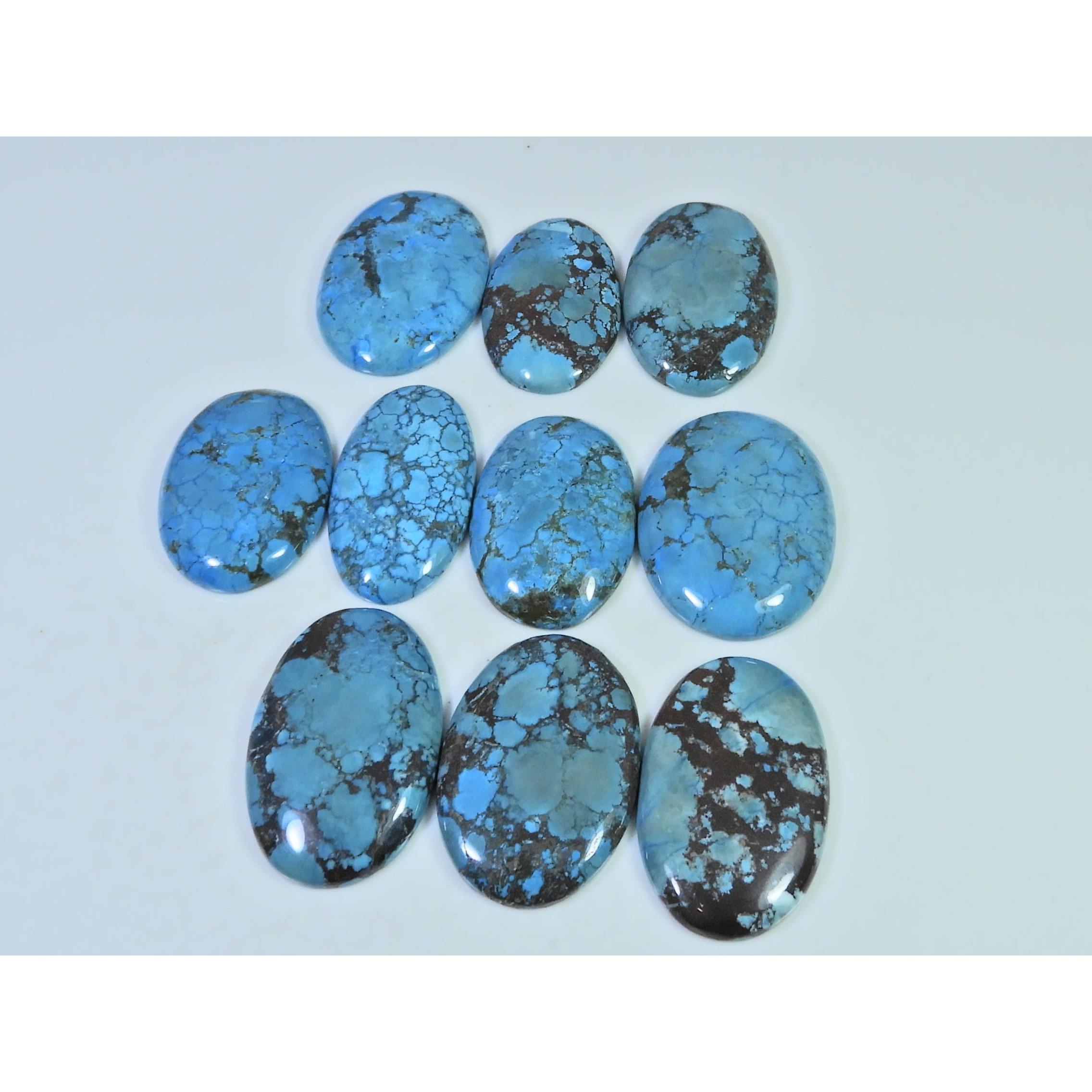Colour Enhanced Magnesite Turquoise Oval Cabochon Loose Gemstone 10Pcs Lot C-2088