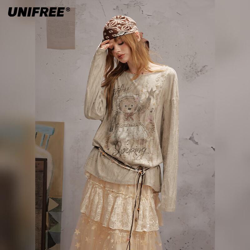 UNIFREE Bohemian Distressed Long-Sleeve T-Shirt S
