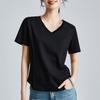 Summer Women's White Mercerized Cotton T-Shirt Stitching Round Neck Basic Top Plus Size Slim Fit Layered Casual Blouse