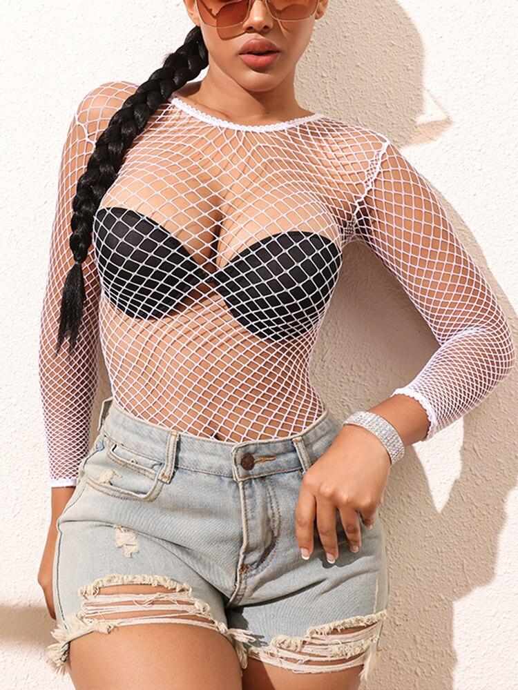 Y2K Beach Wear Mesh Colors Dress Hollow Out Fishnet Hip Skirt Night Dress Women Sheer Sexy Lingerie See Through Mesh Nightwear