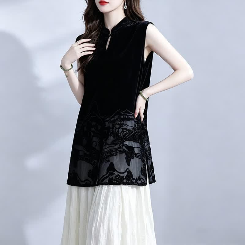 Mulberry Silk Velvet Burnout Sleeveless Top
