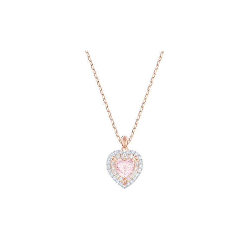 Swarovski One Heart Shaped Crystal Artificial Crystal Necklace Women s Pink 5439314