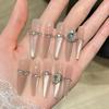 Translucent Nude Cat Eye Long Nails - Pure Handmade High-End Style