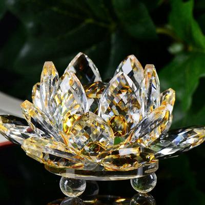 Lotus-Kristallglas-Figur, Briefbeschwerer, Ornament, Feng Shui-Dekor-Kollektion – Glücksarrangements
