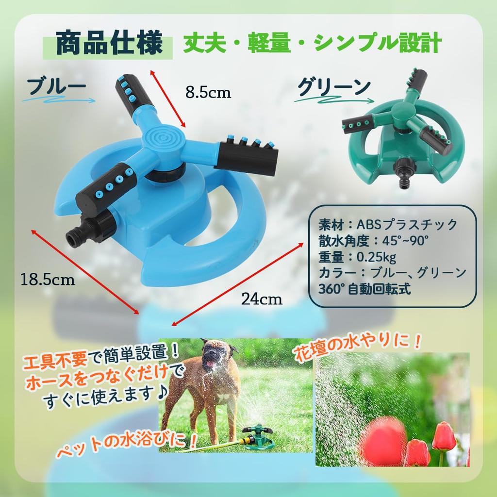 SALUDABLE Automatic Lawn Sprinkler with Rotating Nozzle for Watering, Garden, and Field (Blue, Set of 2)