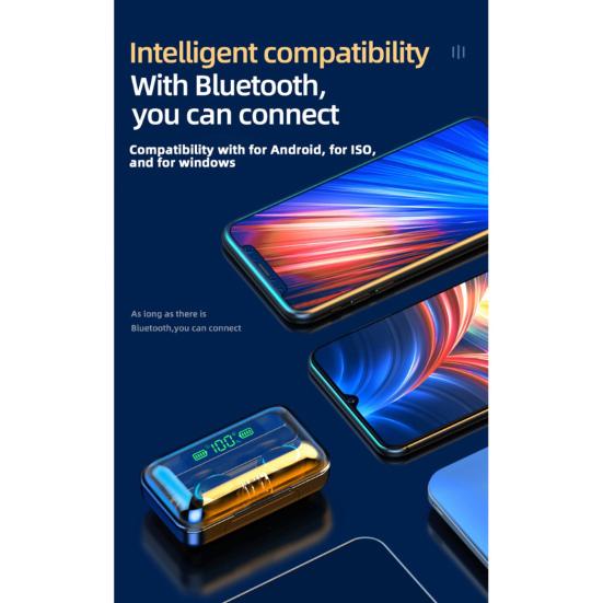 F9-5C True Wireless Stereo LED digitální displej Bluetooth 5.0 kompatibilní bezdrátová sluchátka Sportovní sluchátka do uší