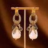 Pearl Earrings with Pine Cone & Leaf Design | Retro Fashion Round Rings | Elegant Dangle Style