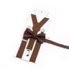 Men Kids Yellow Khaki Brown Suspender Bowtie Set Elastic Adjustable Y-Back Braces Straps Daily Father-Child Braces Accessory