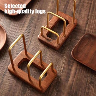 Kitchen Chopping Board Rack with Wood Base Multi Layer Design Stable Pot Lid