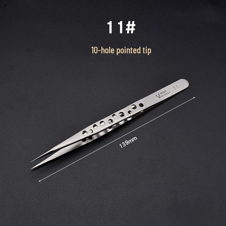 High-grade Stainless Steel Heat-Dissipating Tweezers with Holes for Circuit Board and Hair Nest Repairs